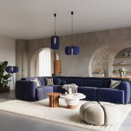 MULA cable-suspended pendant light, 1xE27/15W/230V, Ø 45 cm, blue