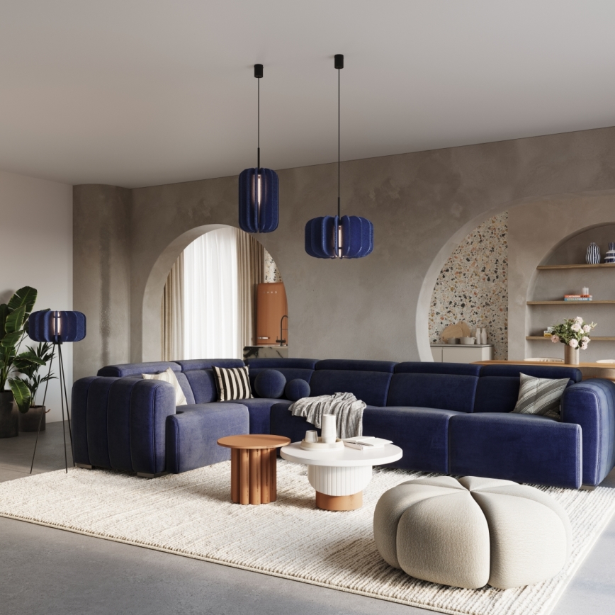 MULA cable-suspended pendant light, 1xE27/15W/230V, Ø 45 cm, blue