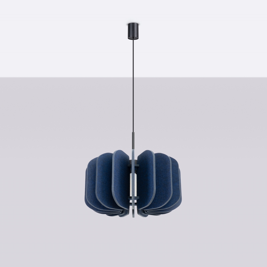 MULA cable-suspended pendant light, 1xE27/15W/230V, Ø 45 cm, blue