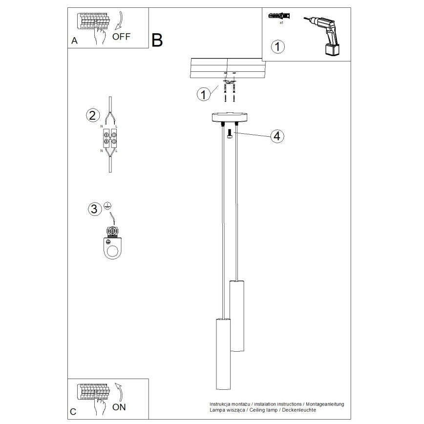 LAGOS Cable Pendant Light, 2x GU10/10W/230V, White