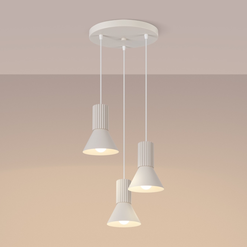 Cord pendant lamp ESTRIA 3xE14/10W/230V Ø 30 cm cream