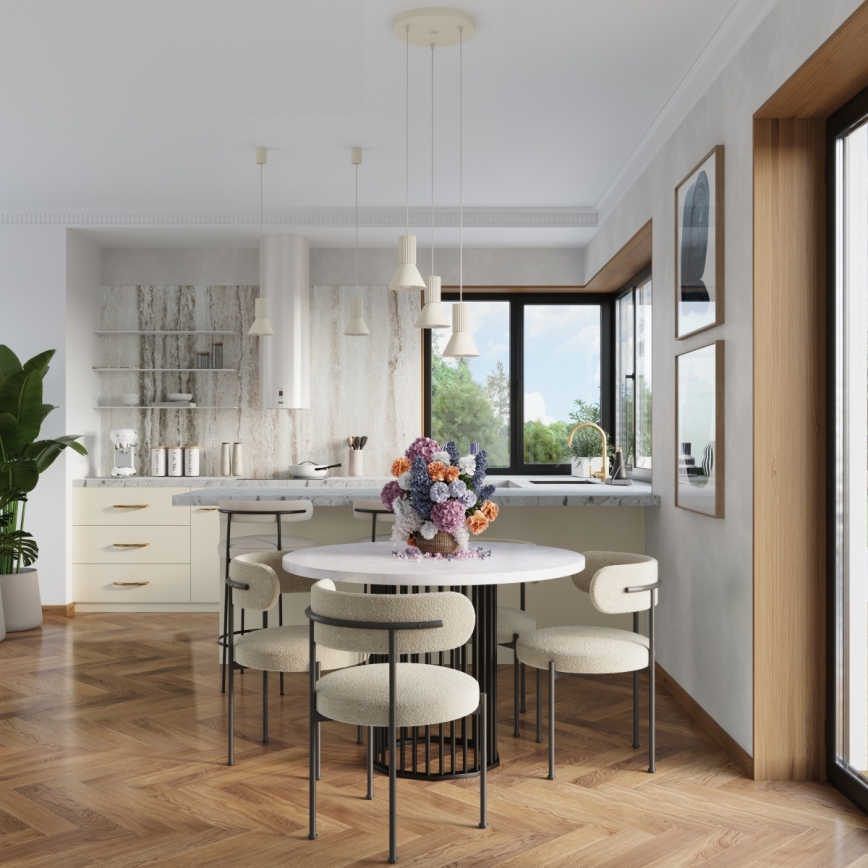 Cord pendant lamp ESTRIA 3xE14/10W/230V Ø 30 cm cream