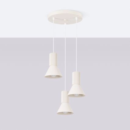 Cord pendant lamp ESTRIA 3xE14/10W/230V Ø 30 cm cream