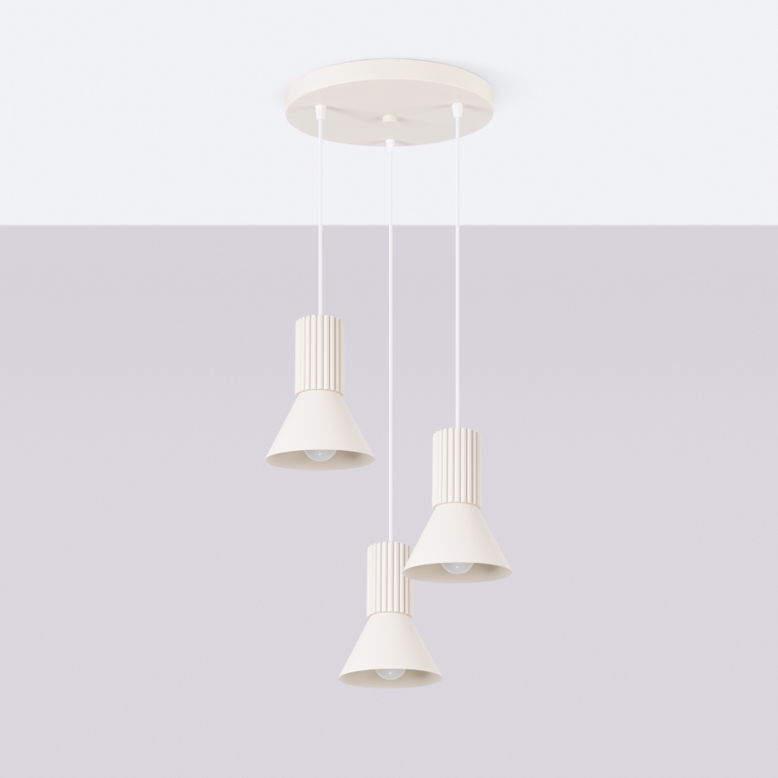 Cord pendant lamp ESTRIA 3xE14/10W/230V Ø 30 cm cream