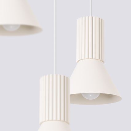 Cord pendant lamp ESTRIA 3xE14/10W/230V Ø 30 cm cream