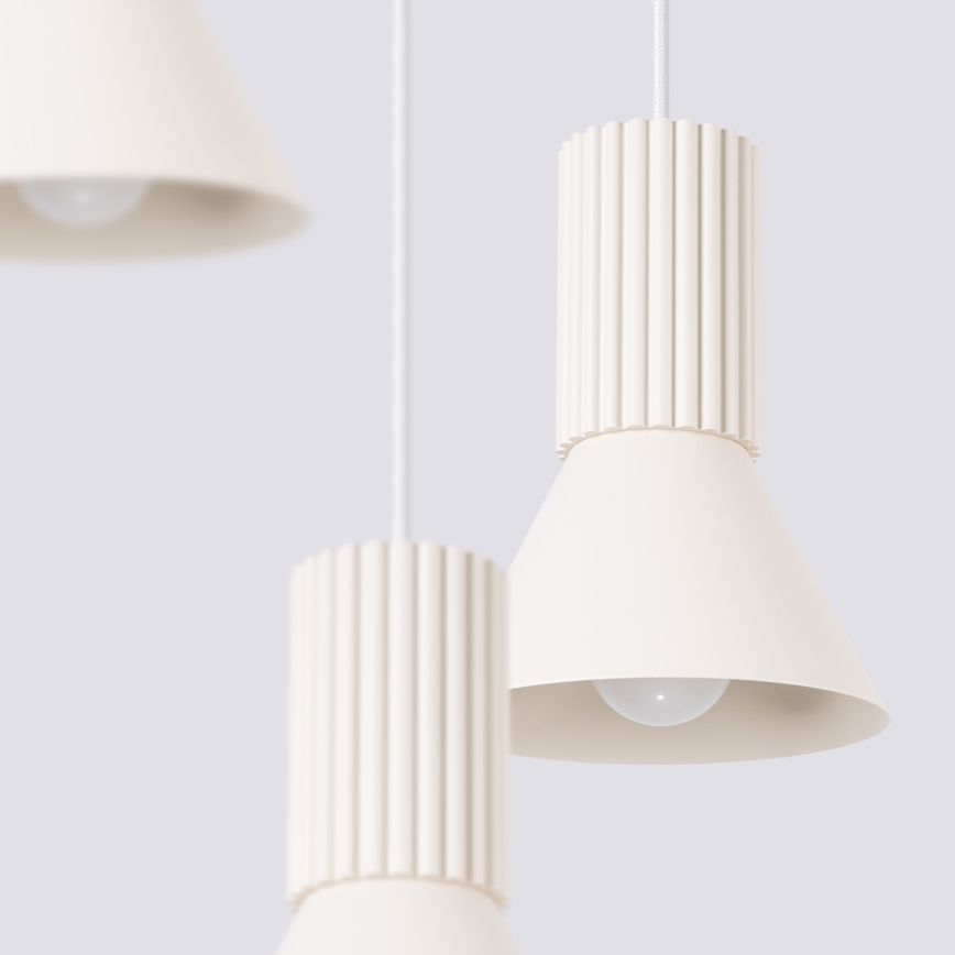 Cord pendant lamp ESTRIA 3xE14/10W/230V Ø 30 cm cream