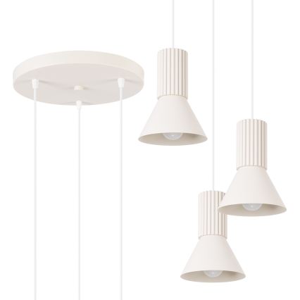 Cord pendant lamp ESTRIA 3xE14/10W/230V Ø 30 cm cream