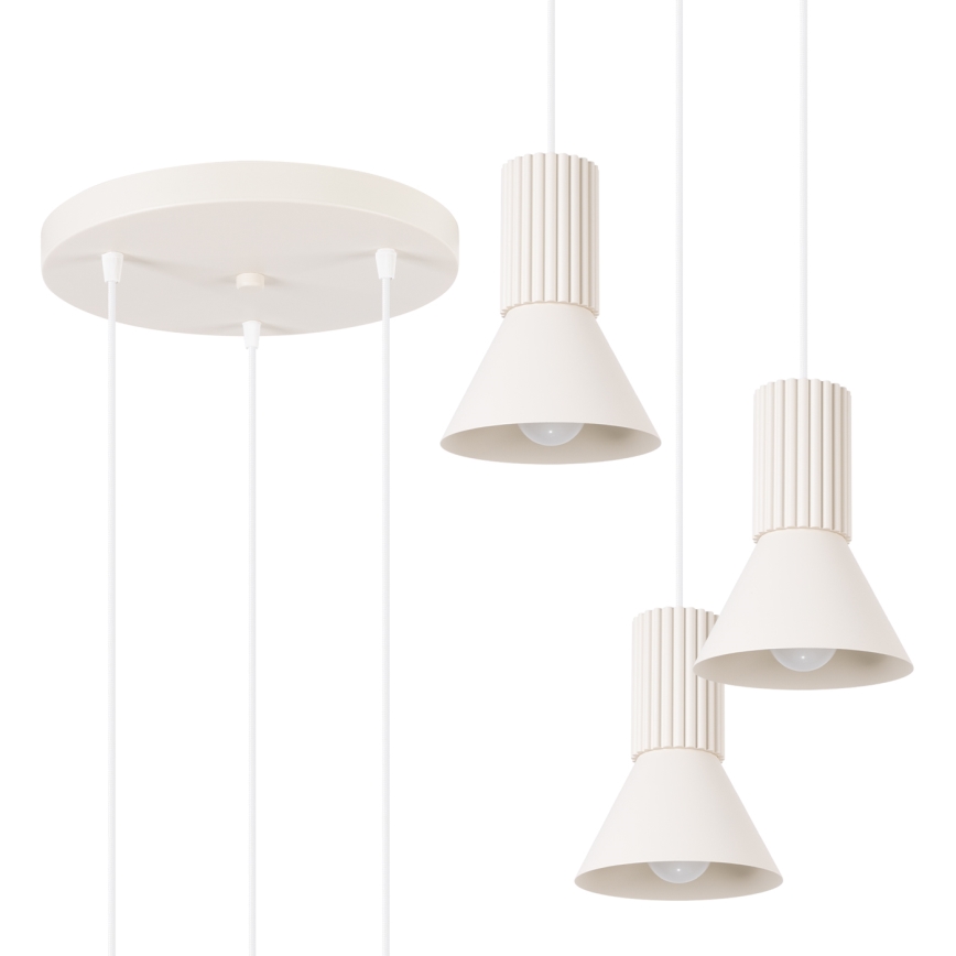 Cord pendant lamp ESTRIA 3xE14/10W/230V Ø 30 cm cream