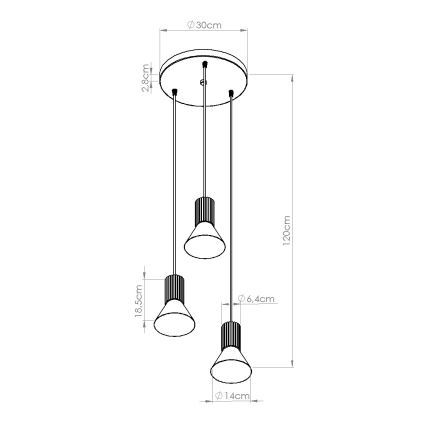 Cord pendant lamp ESTRIA 3xE14/10W/230V Ø 30 cm cream