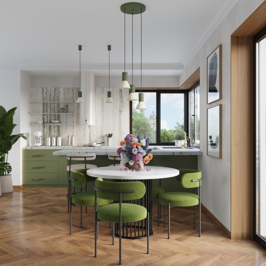 ESTRIA cable pendant light 1x E14/10W, 230V, Ø 14 cm, green