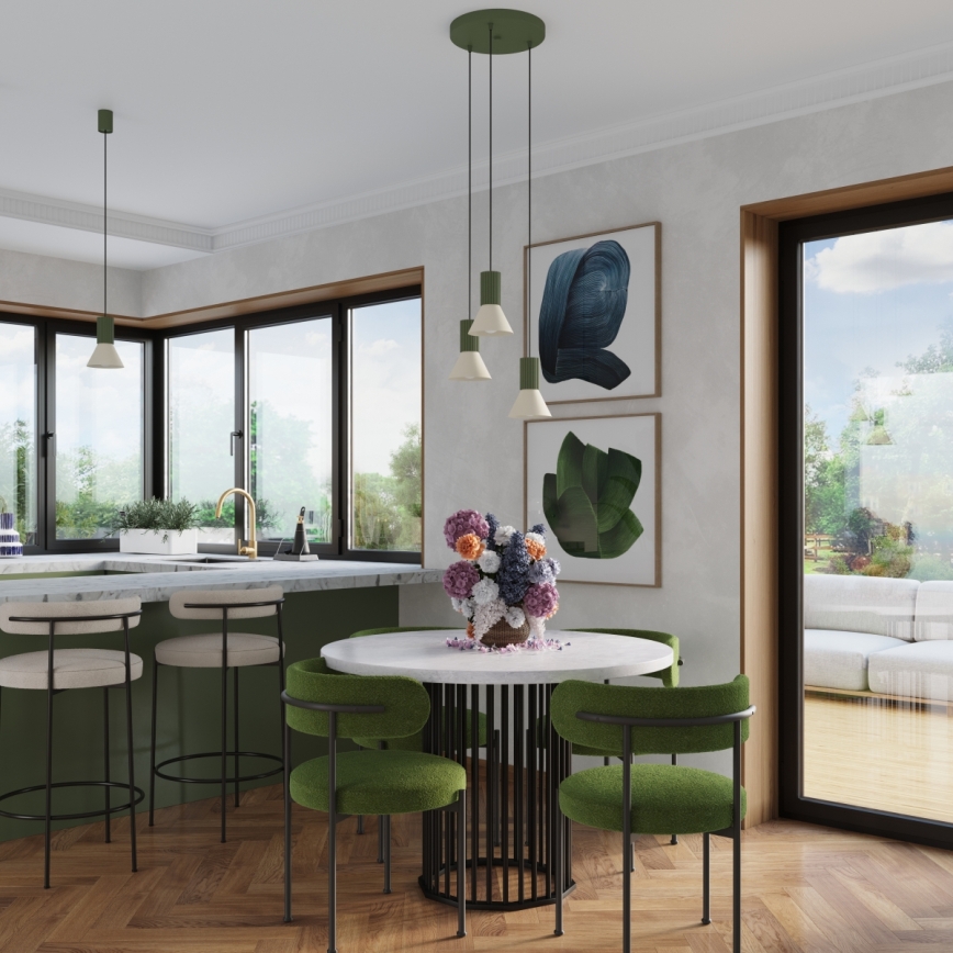 ESTRIA cable pendant light 1x E14/10W, 230V, Ø 14 cm, green