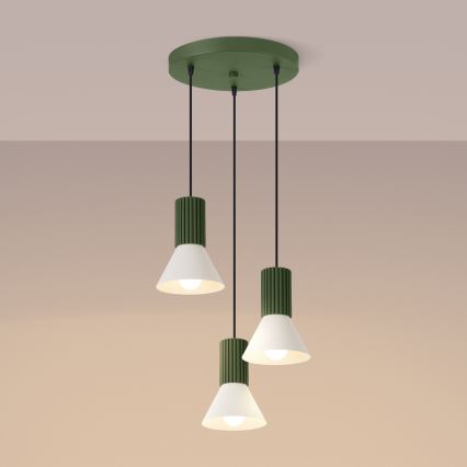 ESTRIA cord pendant lamp 3×E14/10W/230V, Ø30 cm, green