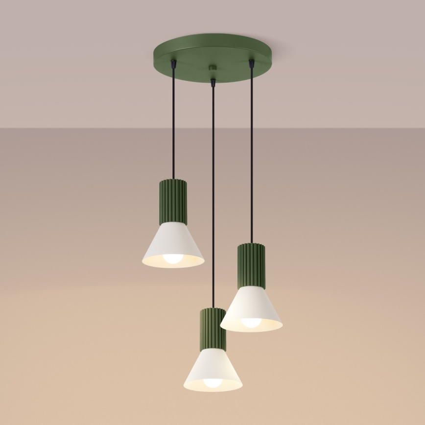 ESTRIA cord pendant lamp 3×E14/10W/230V, Ø30 cm, green