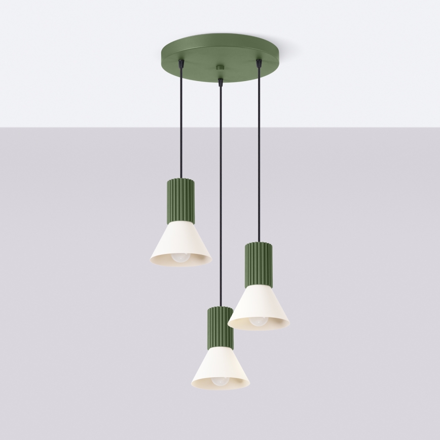 ESTRIA cord pendant lamp 3×E14/10W/230V, Ø30 cm, green