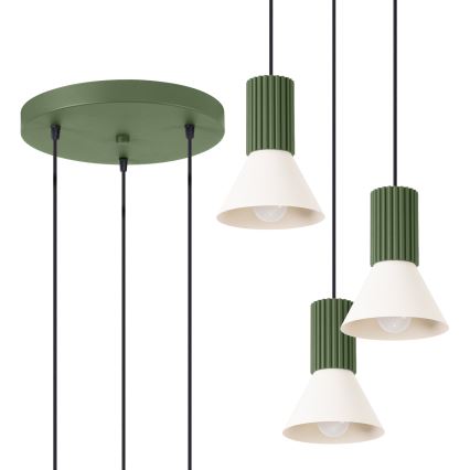 ESTRIA cord pendant lamp 3×E14/10W/230V, Ø30 cm, green