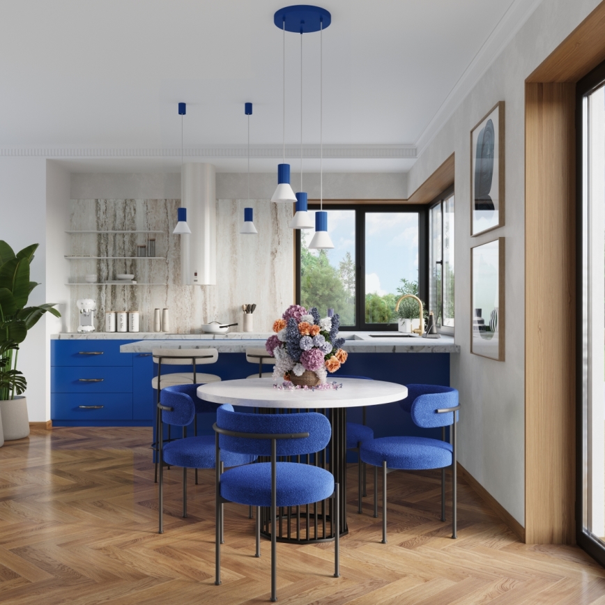 ESTRIA corded pendant light 1x E14/10W/230V, Ø 14 cm, blue