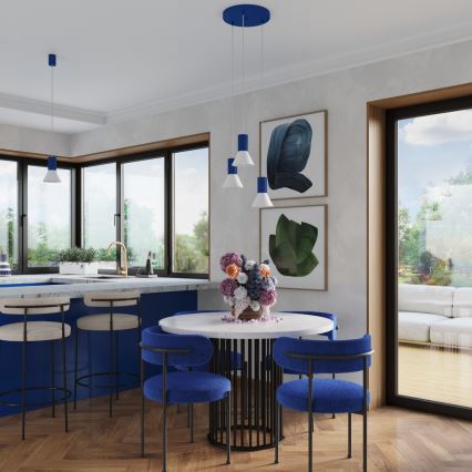 ESTRIA corded pendant light 1x E14/10W/230V, Ø 14 cm, blue