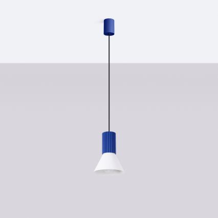 ESTRIA corded pendant light 1x E14/10W/230V, Ø 14 cm, blue