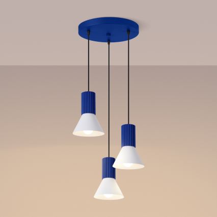 ESTRIA cord pendant, 3xE14/10W/230V, Ø 30 cm, blue