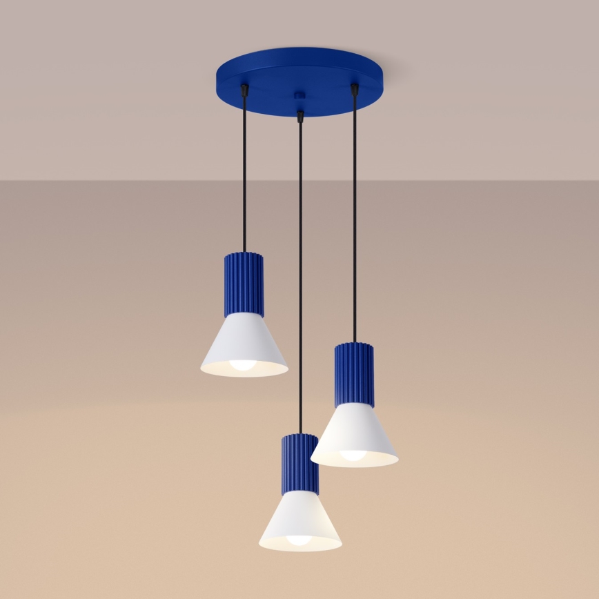 ESTRIA cord pendant, 3xE14/10W/230V, Ø 30 cm, blue