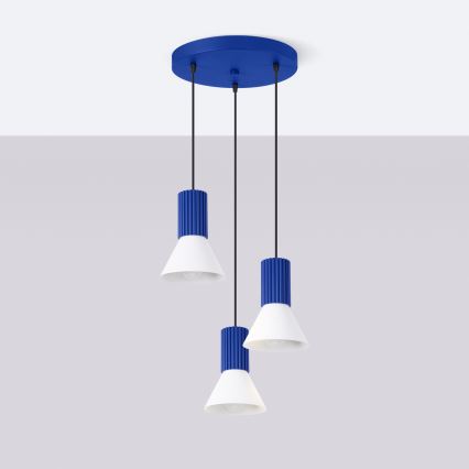 ESTRIA cord pendant, 3xE14/10W/230V, Ø 30 cm, blue