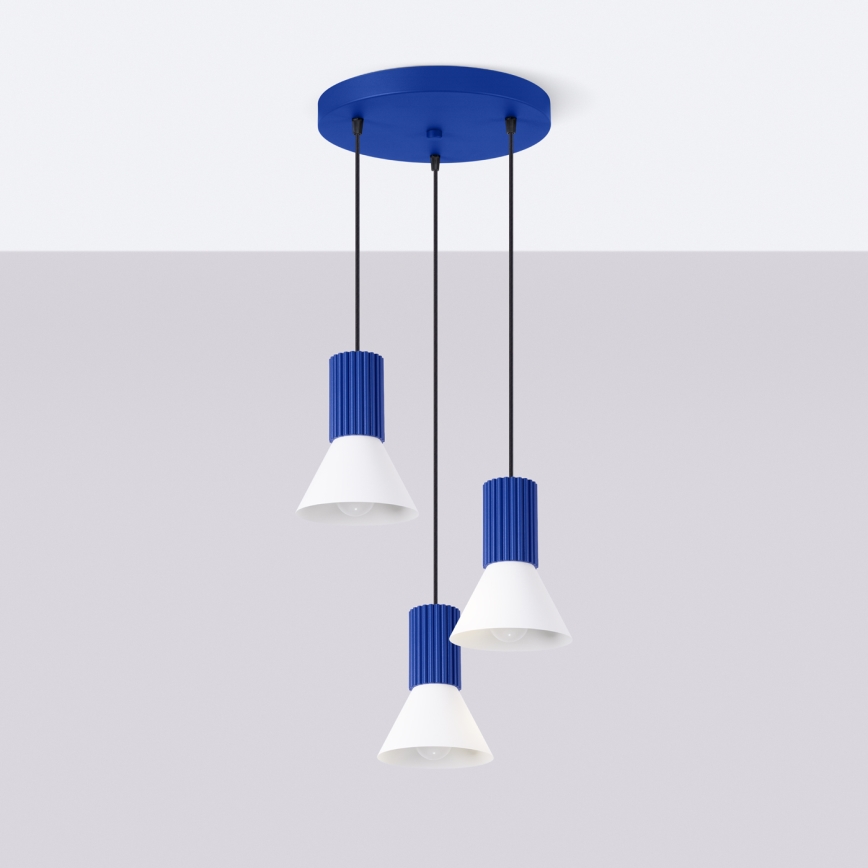 ESTRIA cord pendant, 3xE14/10W/230V, Ø 30 cm, blue