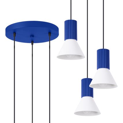 ESTRIA cord pendant, 3xE14/10W/230V, Ø 30 cm, blue