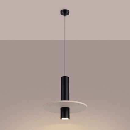 Cable-hung pendant light PELTA 1xGU10/10W/230V black/cream