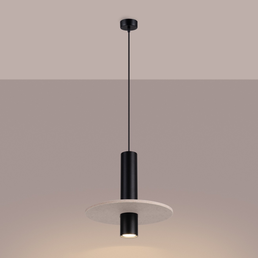 Cable-hung pendant light PELTA 1xGU10/10W/230V black/cream