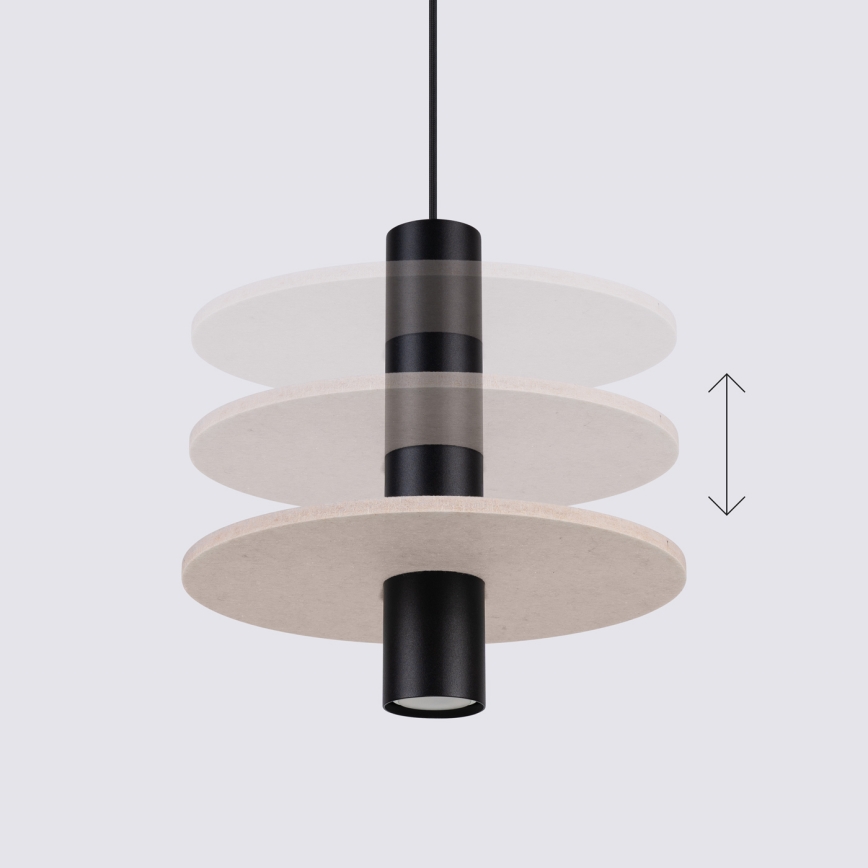 Cable-hung pendant light PELTA 1xGU10/10W/230V black/cream