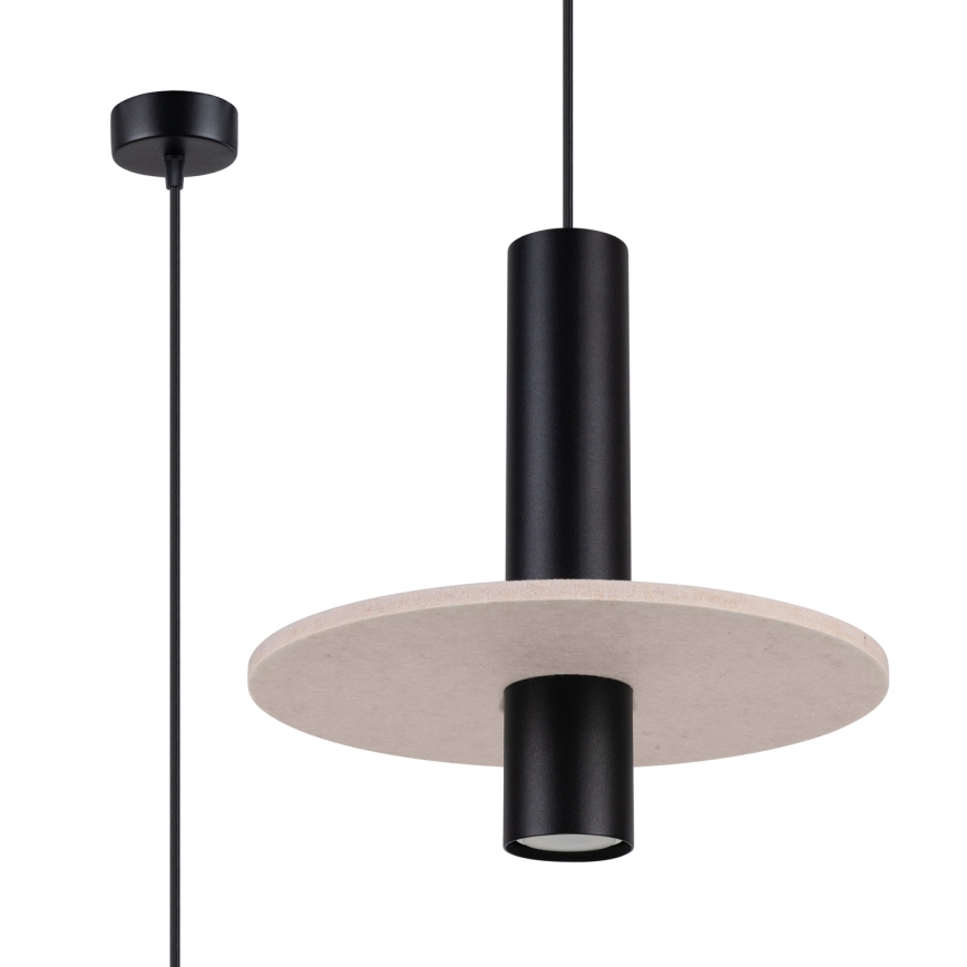 Cable-hung pendant light PELTA 1xGU10/10W/230V black/cream