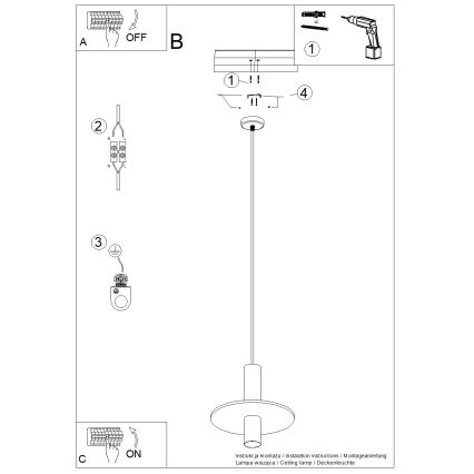 PELTA Cable Pendant Light, 1x GU10/10W/230V — Black/Yellow