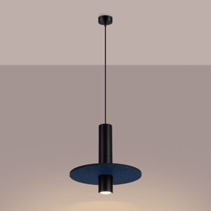 Cable-hung pendant PELTA 1xGU10/10W/230V black/blue