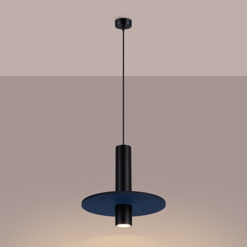 Cable-hung pendant PELTA 1xGU10/10W/230V black/blue