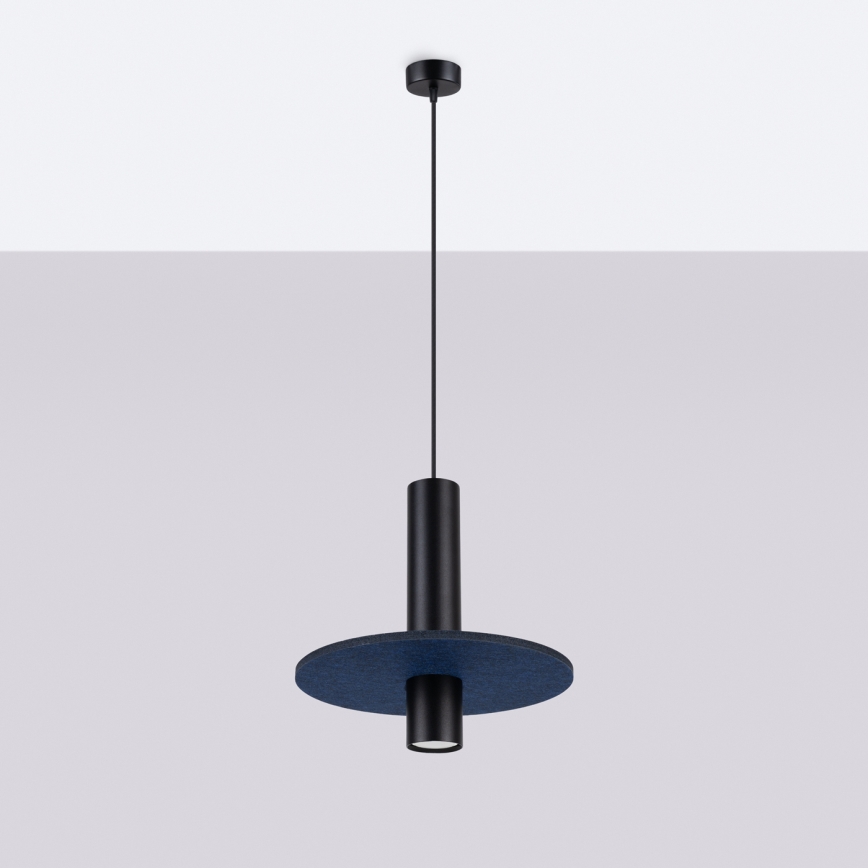 Cable-hung pendant PELTA 1xGU10/10W/230V black/blue