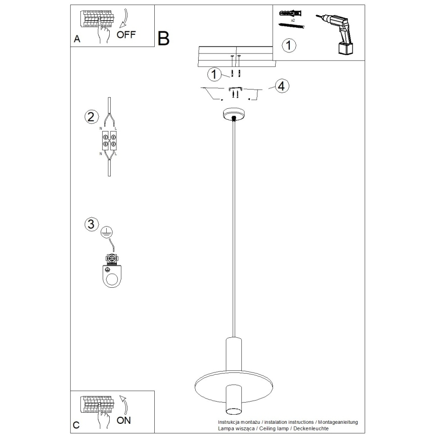 Cable-hung pendant PELTA 1xGU10/10W/230V black/blue