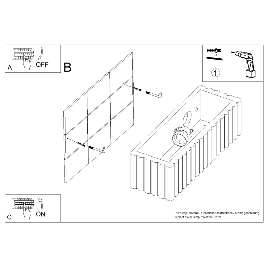 RIGATA Wall Light 1x E27/15W/230V, Ceramic/White