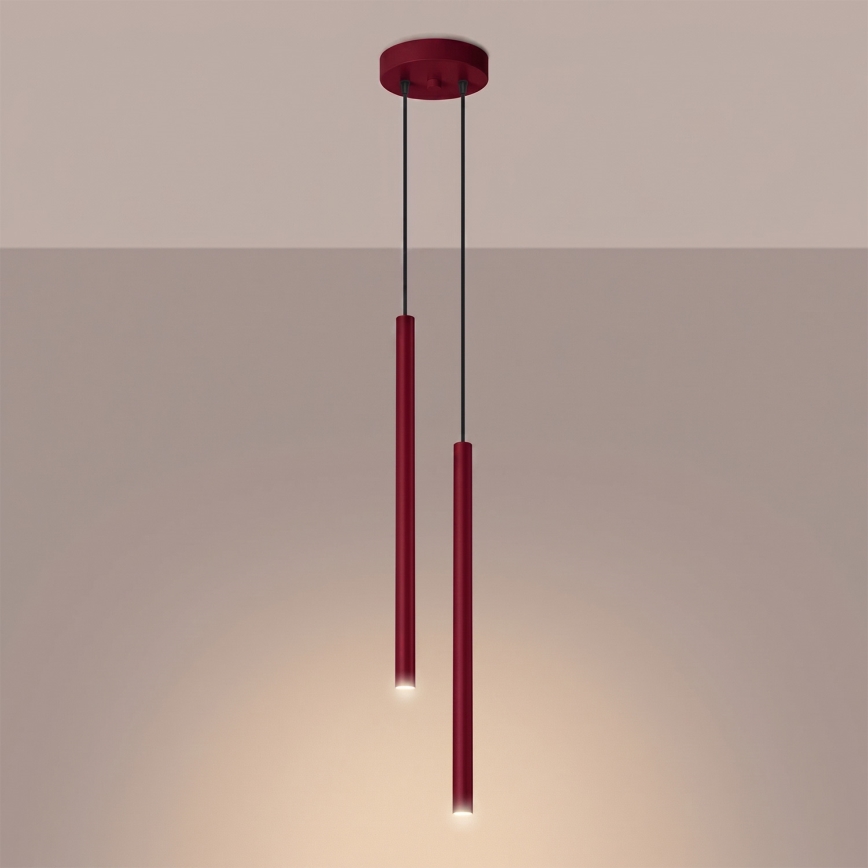 PASTELO cable pendant light, 2xG9/8W/230V, red