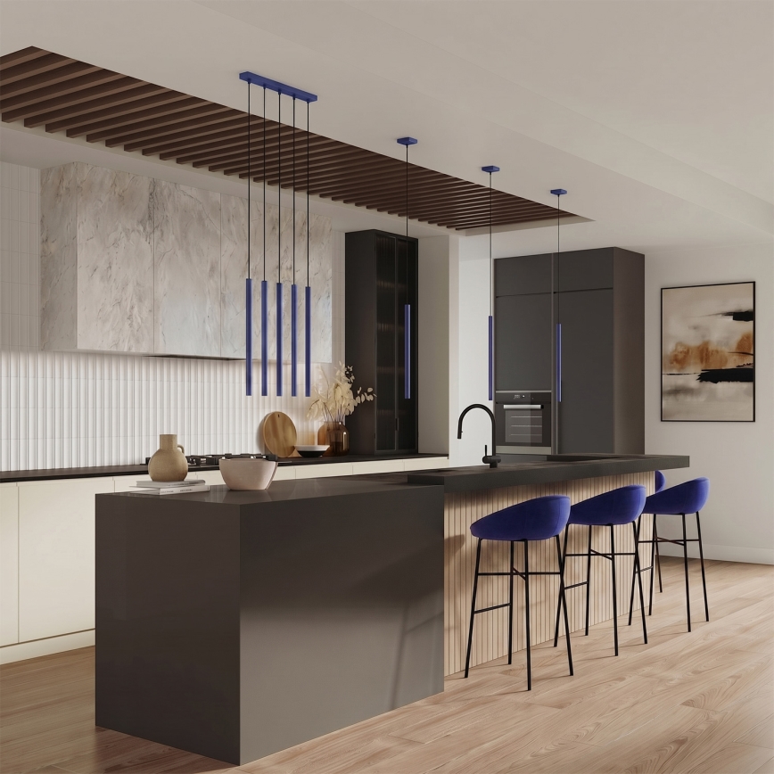 PASTELO cable-hung pendant light 1xG9/8W/230V blue