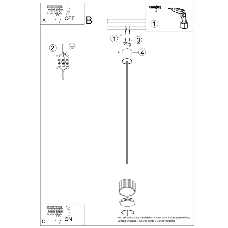 AURA cable pendant light 1xGX53/10W/230V white