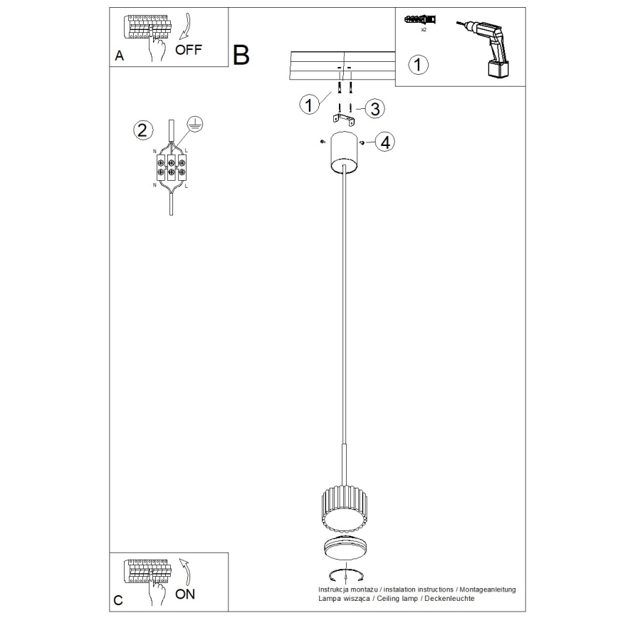 AURA cable pendant light, 1x GX53/10W/230V, black