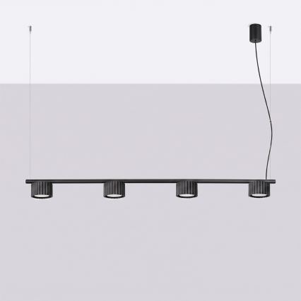 AURA cable-suspended pendant light 4x GX53/10W/230V, black