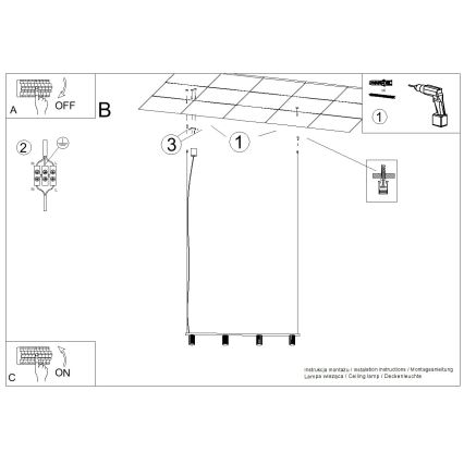 KARBON Cable Pendant Light 4xGU10/10W/230V, Cream