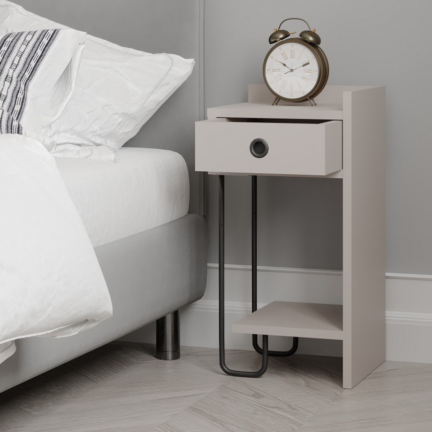 SONY Taupe Bedside Table