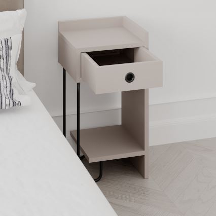 SONY Taupe Bedside Table
