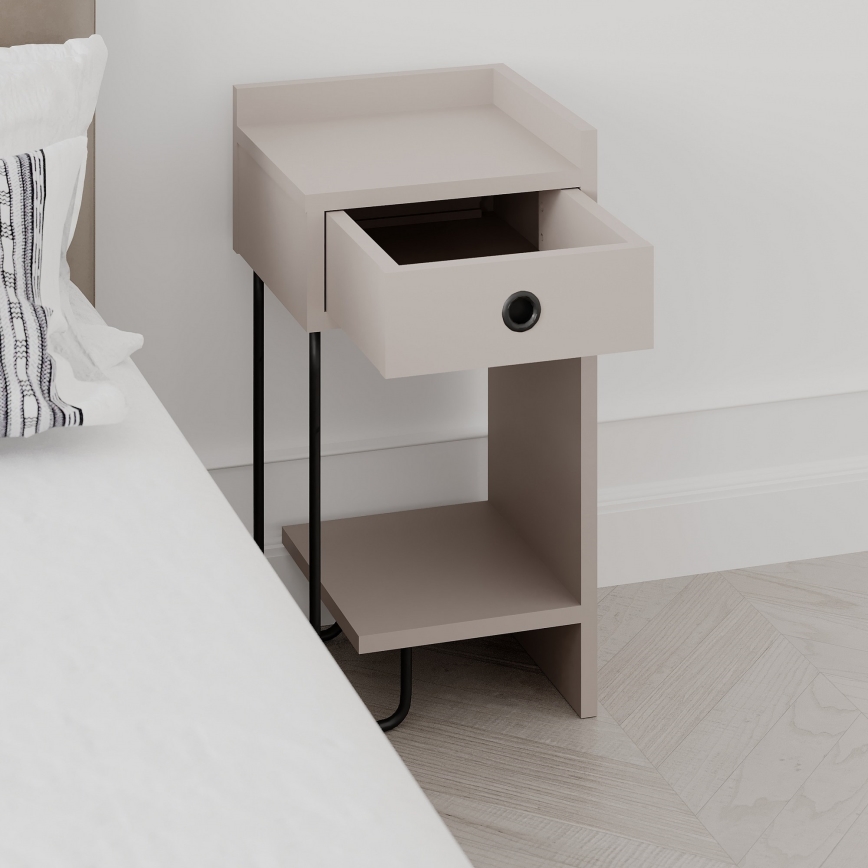 SONY Taupe Bedside Table