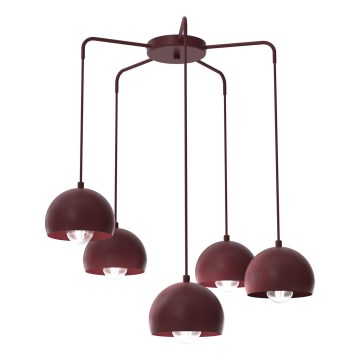 SOOL cable chandelier 5xE27/15W/230V burgundy