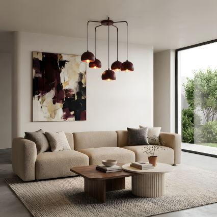 SOOL cable chandelier 5xE27/15W/230V burgundy