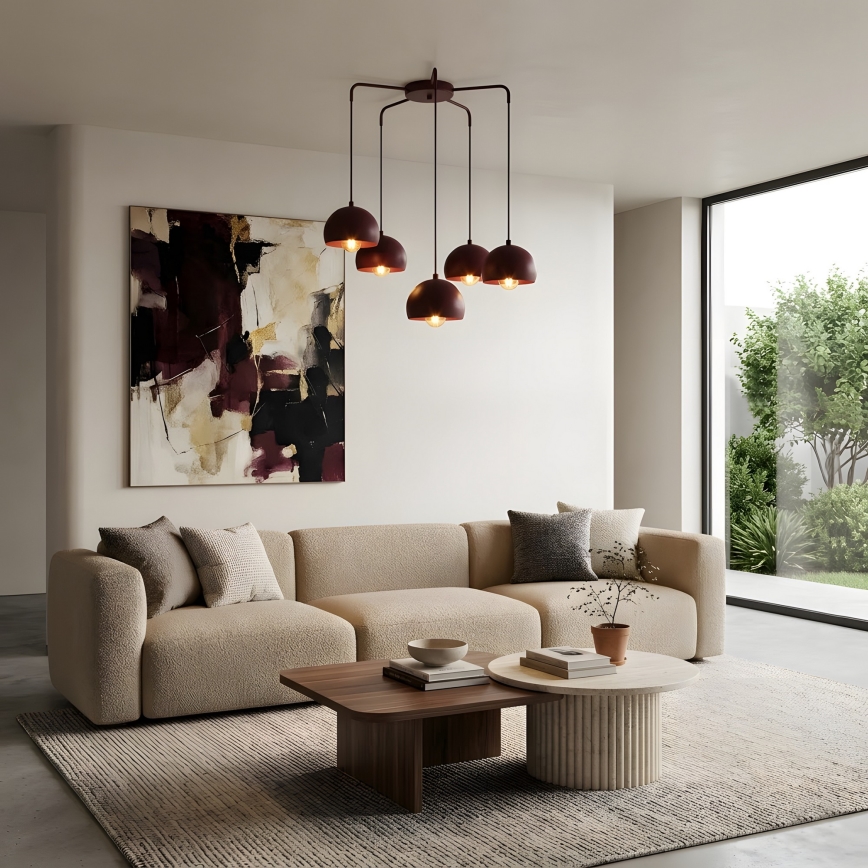 SOOL cable chandelier 5xE27/15W/230V burgundy