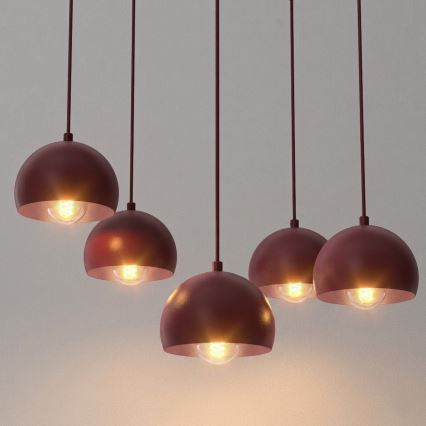 SOOL cable chandelier 5xE27/15W/230V burgundy